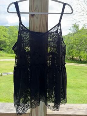 Whimsygoth FairyGrunge IndieSleaze Goth Black Lace Babydoll Cami Top Plus Size